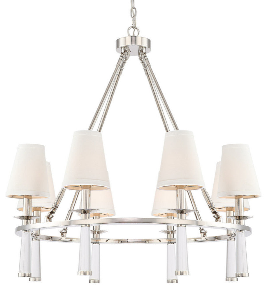 Baxter 8-Light Chandelier, Polished Nickel