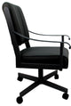 Leather Memphis Dining Caster Chair Swivel Tilt with Wheels, Black Leather on Black