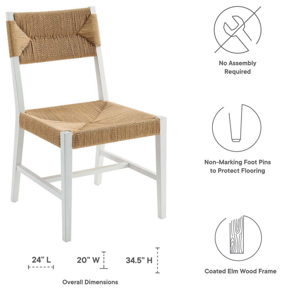 Bodie Wood Dining Chair, White Natural