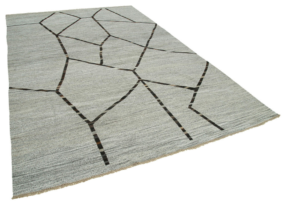 Rug N Carpet - Handmade Turkish 9' 10'' x 14' 8'' Modern Design Wool Kilim Rug