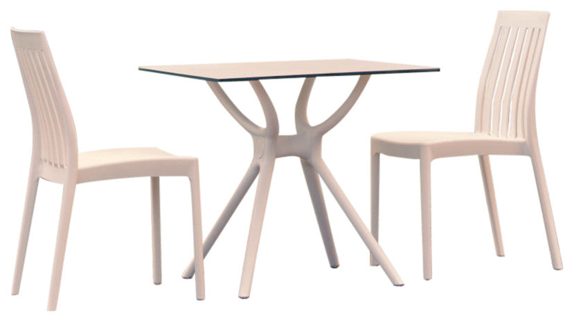 Soho Dining Set With 2 Chairs White