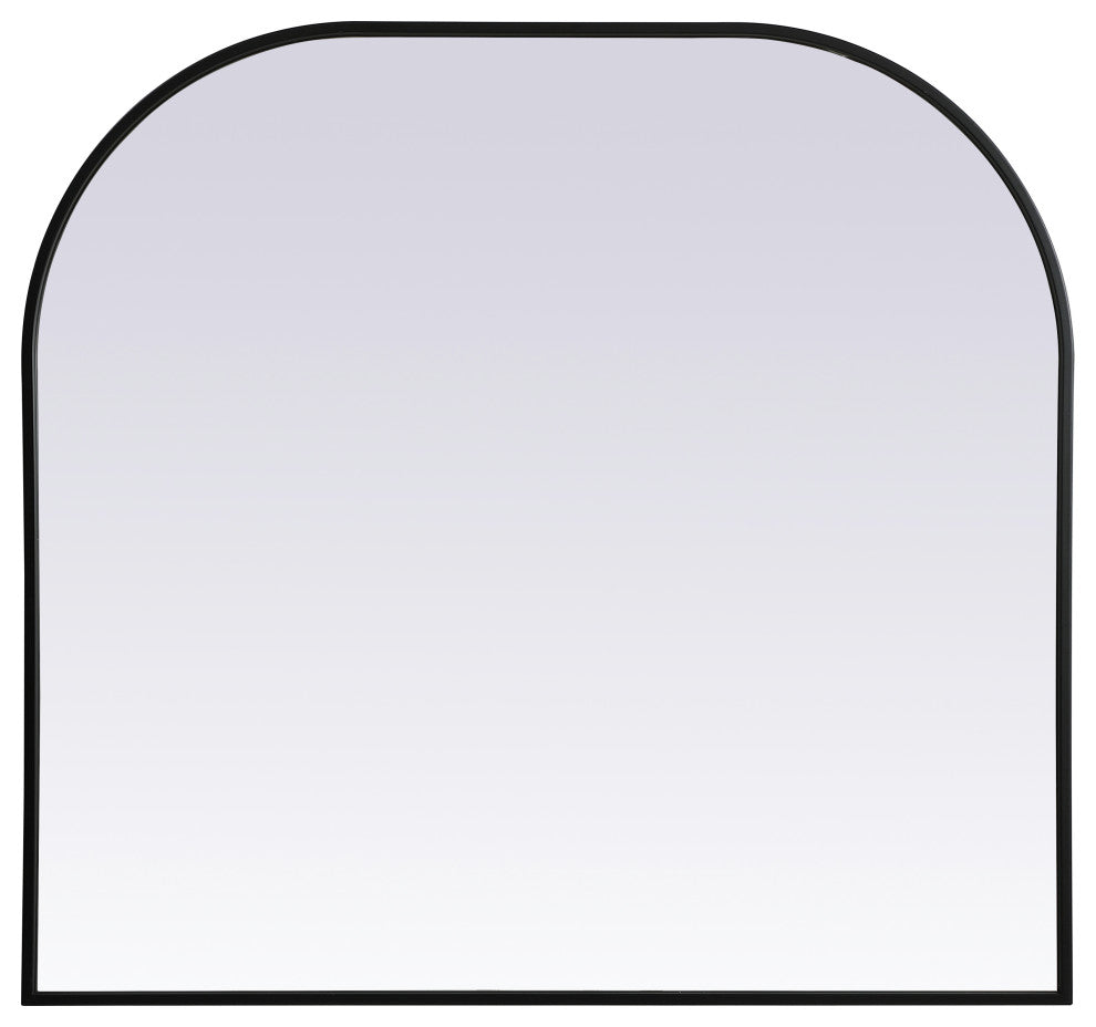 Metal Frame Arch Mirror 36X34 Inch, Black