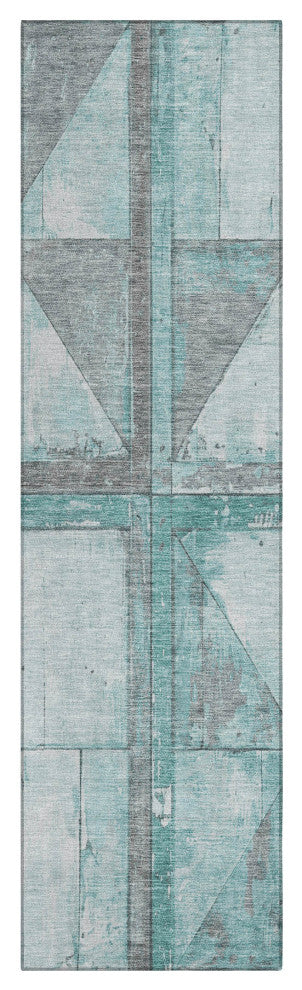 Machine Washable Indoor/Outdoor Chantille ACN1876 Teal 2'3" x 7'6" Runner Rug