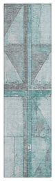 Machine Washable Indoor/Outdoor Chantille ACN1876 Teal 2'3" x 7'6" Runner Rug