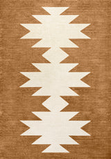Chayton Minimalist Geometric Machine-Washable Area Rug, Rust/Cream, 5x8