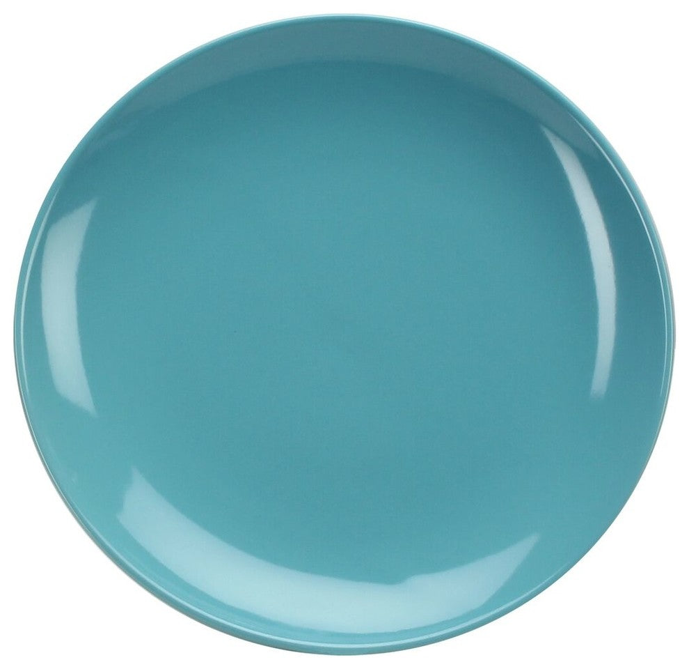 8" Salad Dessert Plate, White, Set of 4, Turquoise