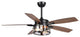 52 in Ceiling fan Matte Black Ceiling Fan with Glass Lampshade