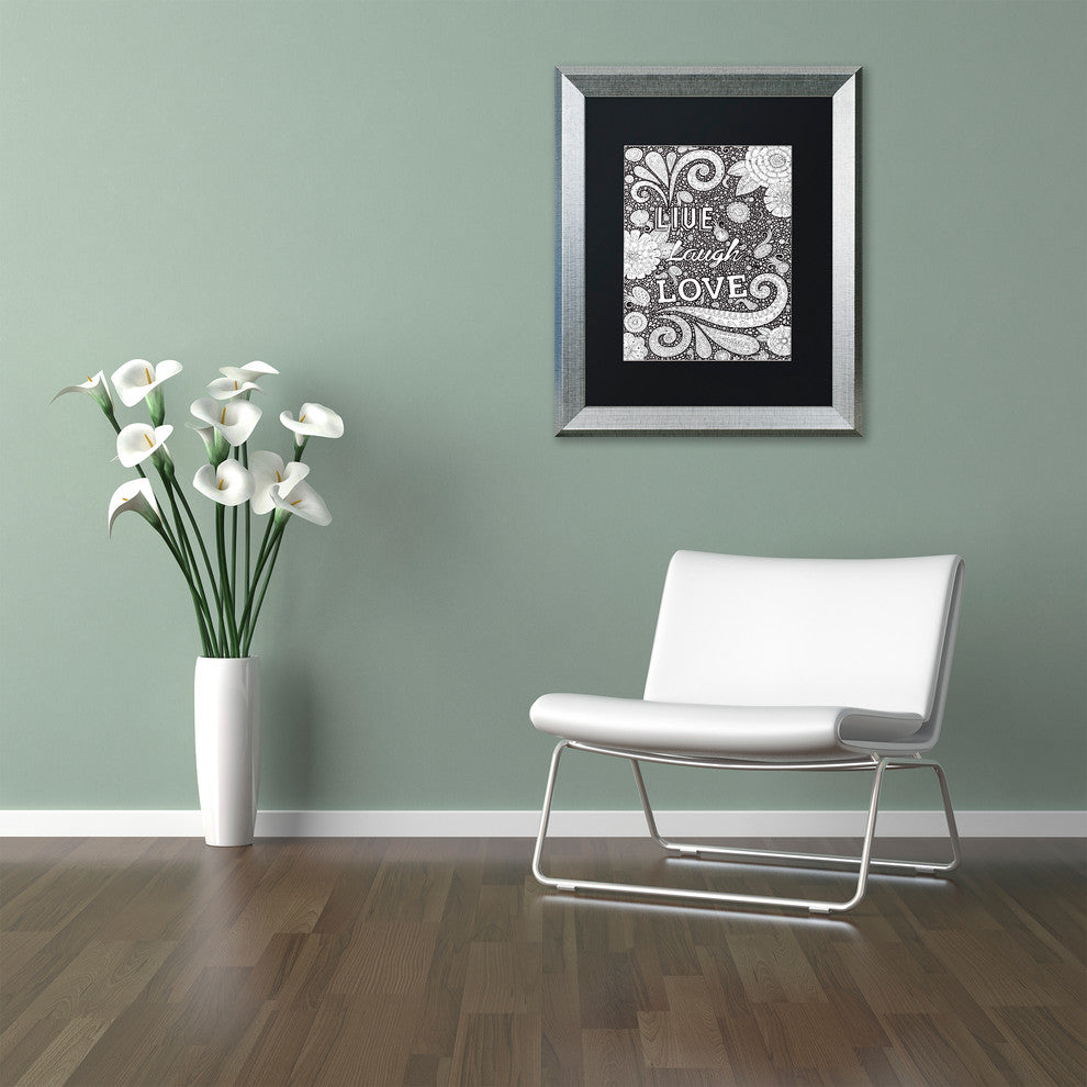 Hello Angel ''Live Laugh Love Black'' Art, Silver Frame, Black Mat, 20x16