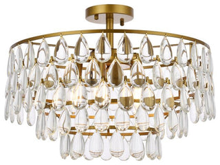 Elegant Lighting 1103F20 Mila 5 Light 20"W Semi-Flush Waterfall - Brass