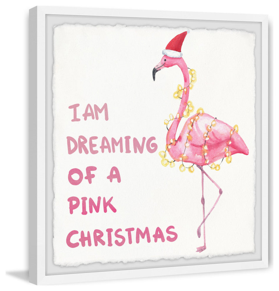"Dreaming Pink Christmas" Framed Painting Print, 32x32