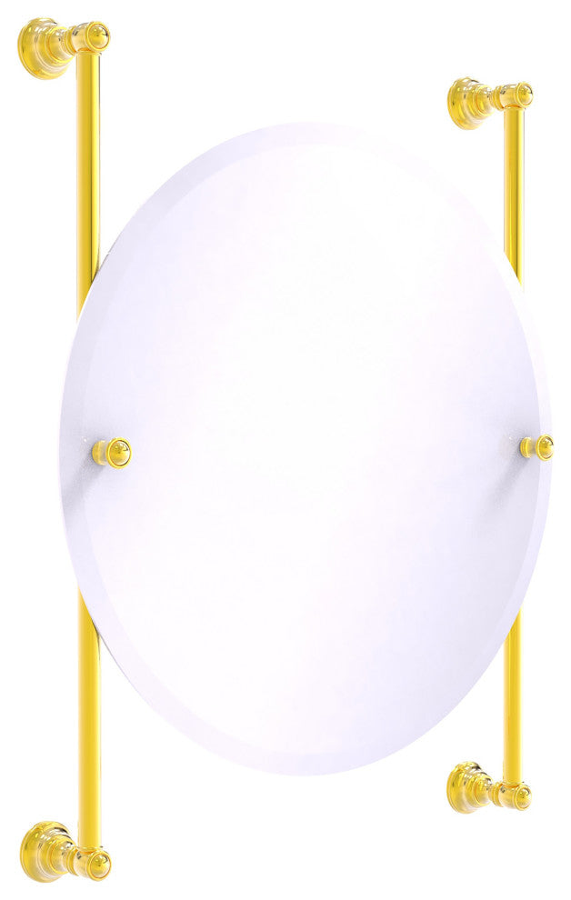 Carolina Round Frameless Rail Mounted Mirror, Polished Brass
