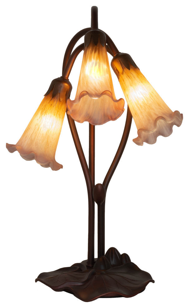 Meyda Lighting 16"H Amber/Purple Pond Lily 3-Light Accent Lamp