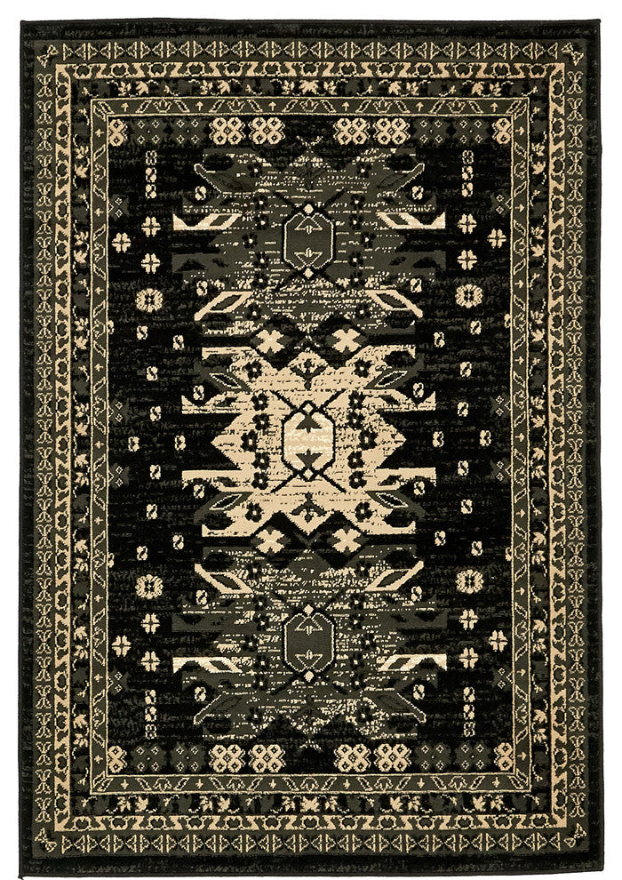 Unique Loom Black Oasis Taftan 4' 0 x 6' 0 Area Rug