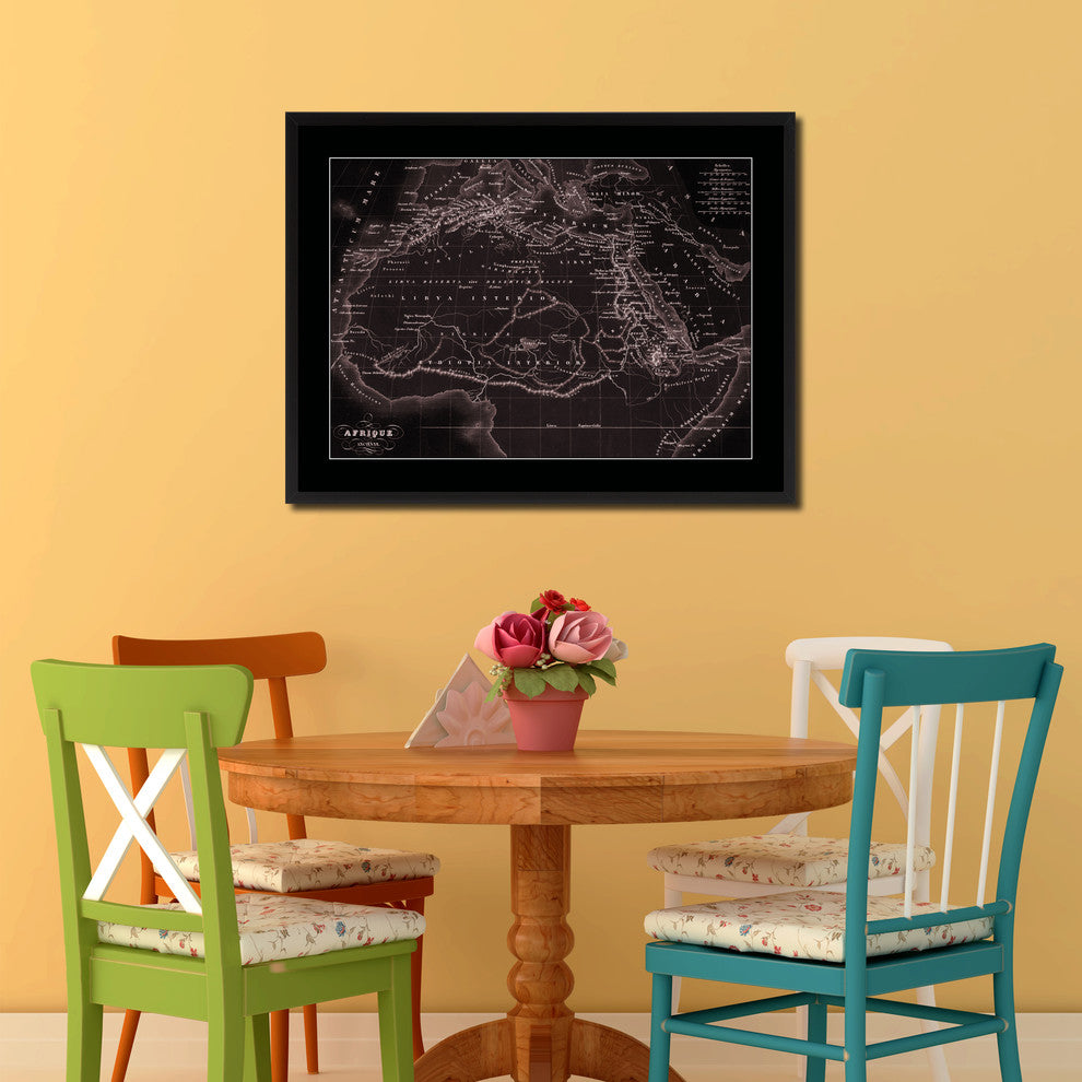 Ancient Africa Vintage Vivid Sepia Map Canvas, 28"x37"