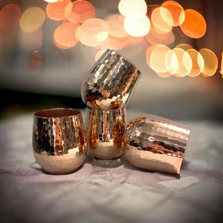 Set of 1 Shiny Copper Pitcher and 4 Tumblers