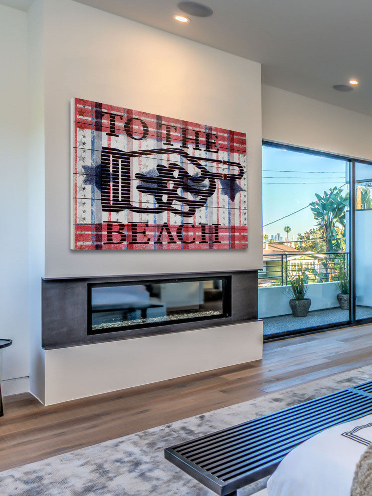 "Beach Pointer" Print on White Wood, 45"x30"