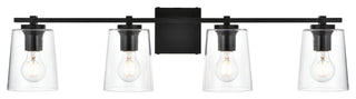 4 Light Black And Clear Bath Sconce