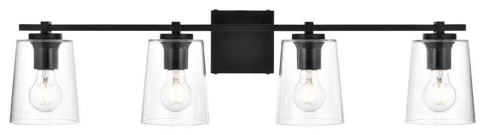 4 Light Black And Clear Bath Sconce