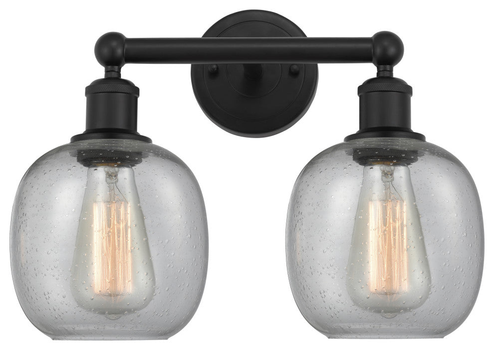 Innovations 616-2W-BK-G104 Belfast 2 Light 15" Bath Vanity Light, Matte Black