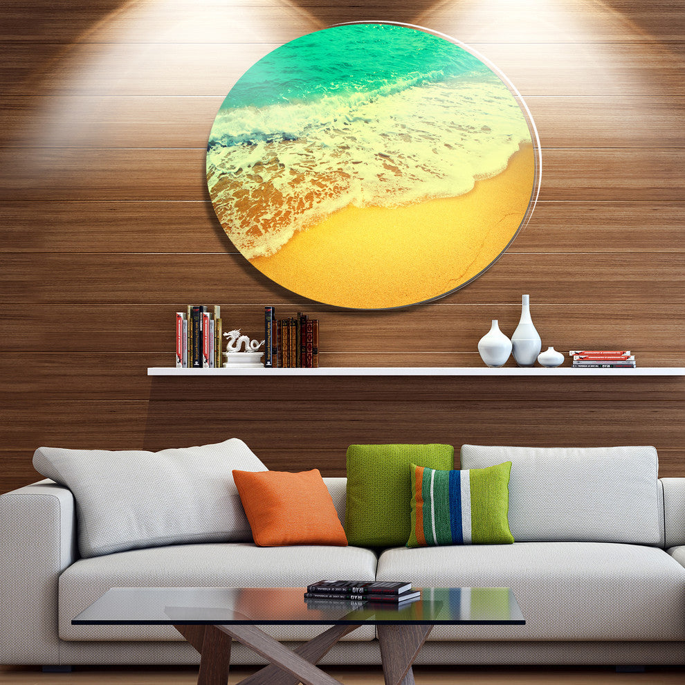 Beautiful Sea Summer Background, Seashore Disc Metal Artwork, 23"