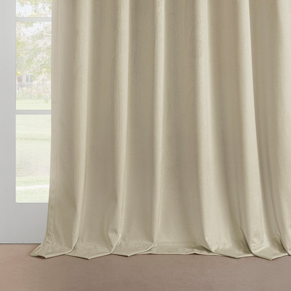 Heritage Plush Velvet Curtain Single Panel, Au Lait Creme, 50"x120"