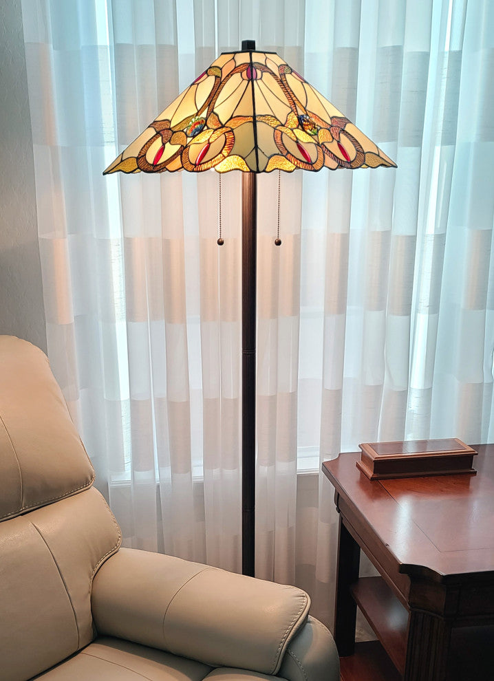 Tiffany Style 2 Light Journey Floor Lamp, 63" Tall