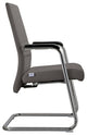 LeisureMod Aleen Office Chair With Upholstered Seat and Metal Armrest, Gray