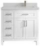 Cambridge 36 Right Offset Bath Vanity in White 2" Carrara Quartz
