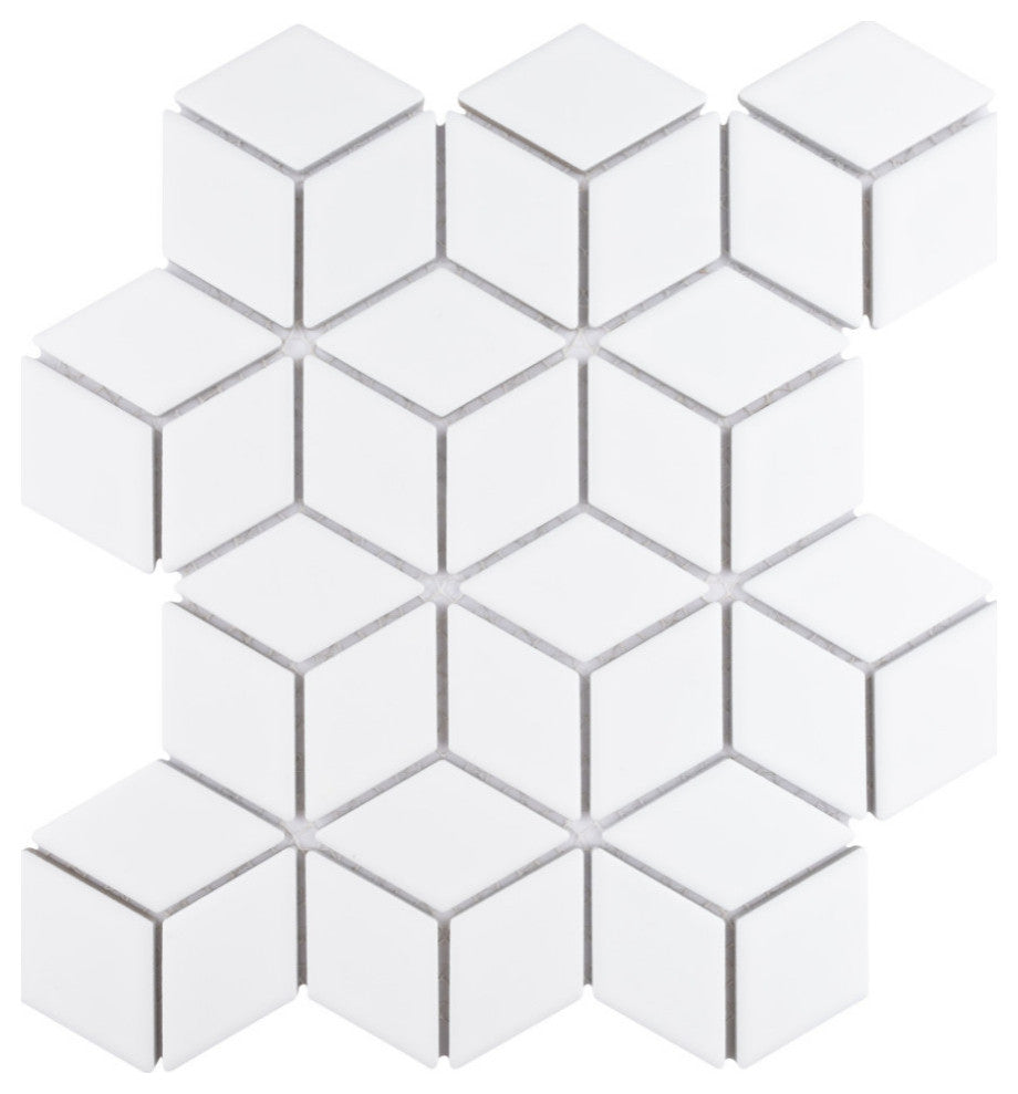 Hudson Rhombus Porcelain Mosaic Tile Sample