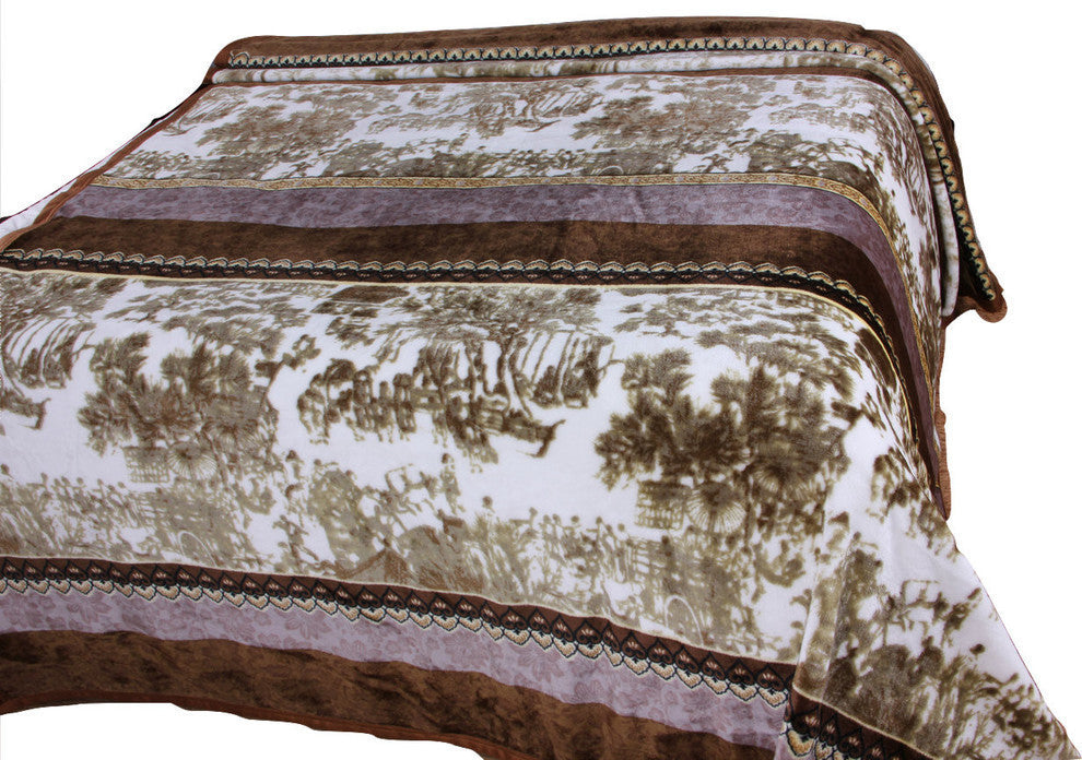 Twilight Reversible Fleece Flannel Blanket, Chocolate and Purple