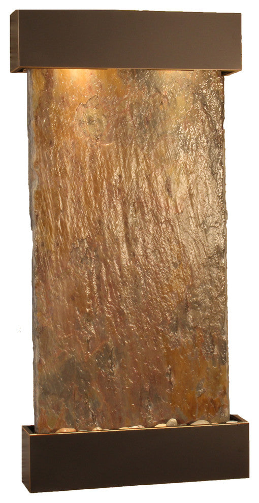 Whispering Creek Water Feature, Natural Multi-Color Slate, Blackened Copper