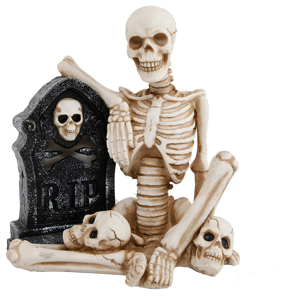 Skeleton & Tombstone W/ Color Changing Led Lights, Ployresin Ft-2638E