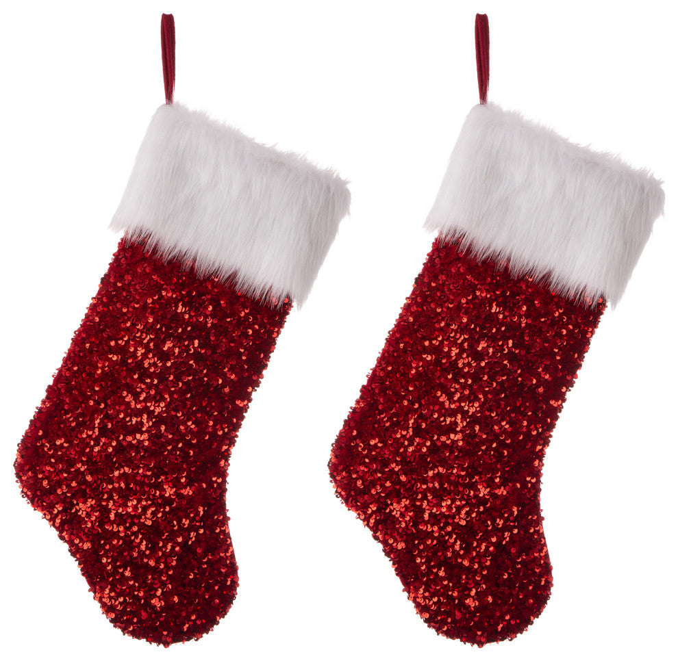 2pk 21"L Red Sequin Christmas Stocking