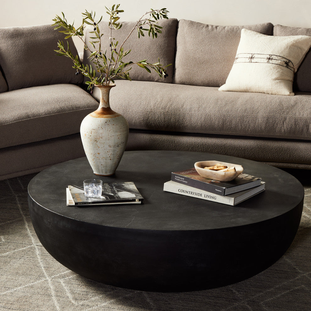 Basil Round Coffee Table-48"-Aged Grey