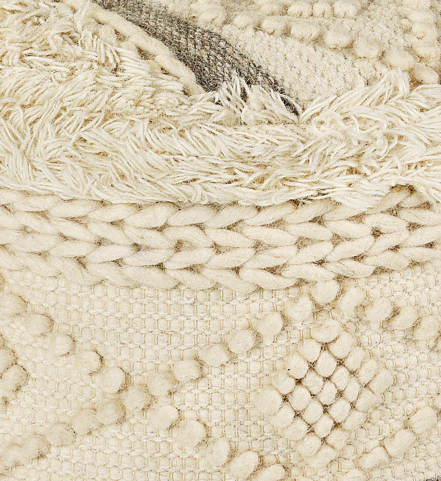 Tufted Off-White and Gray Scandinavian Pouf
