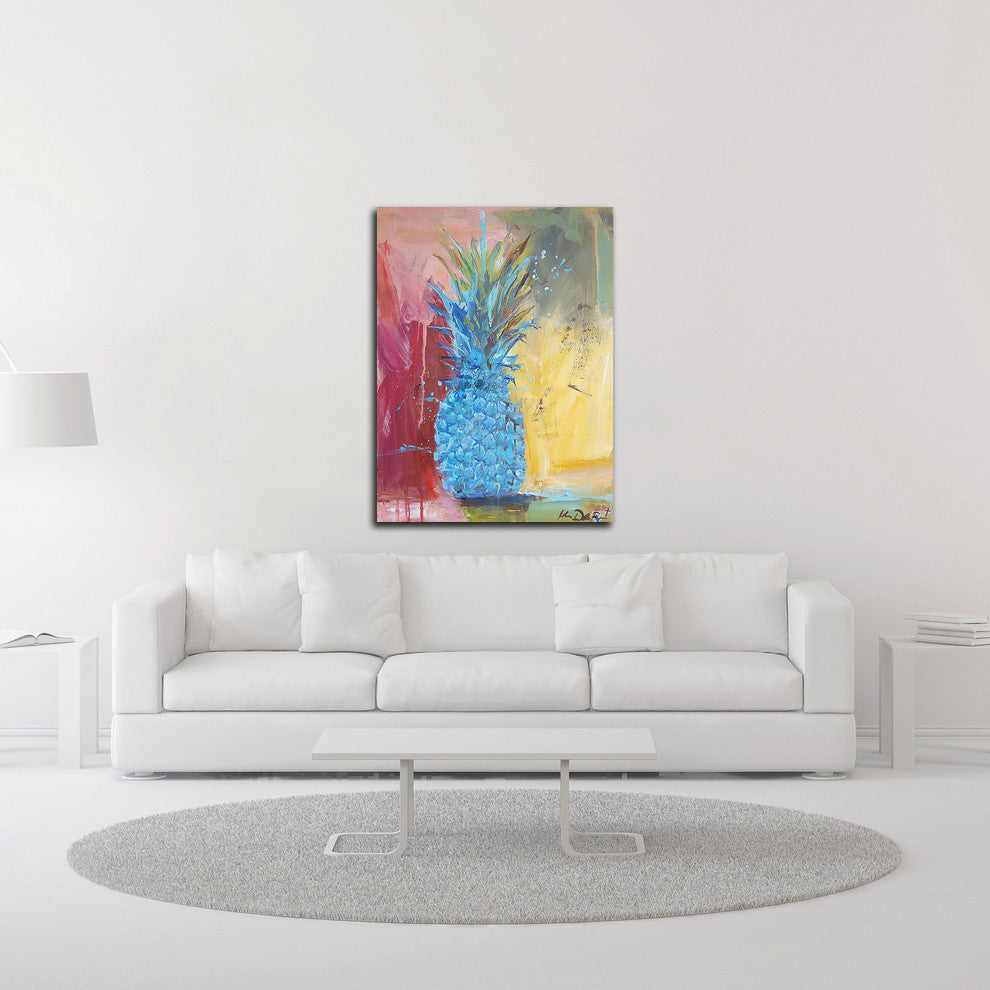 Cobalt Pineapple by Kym De Los Reyes, Print on Canvas, 24"x32"
