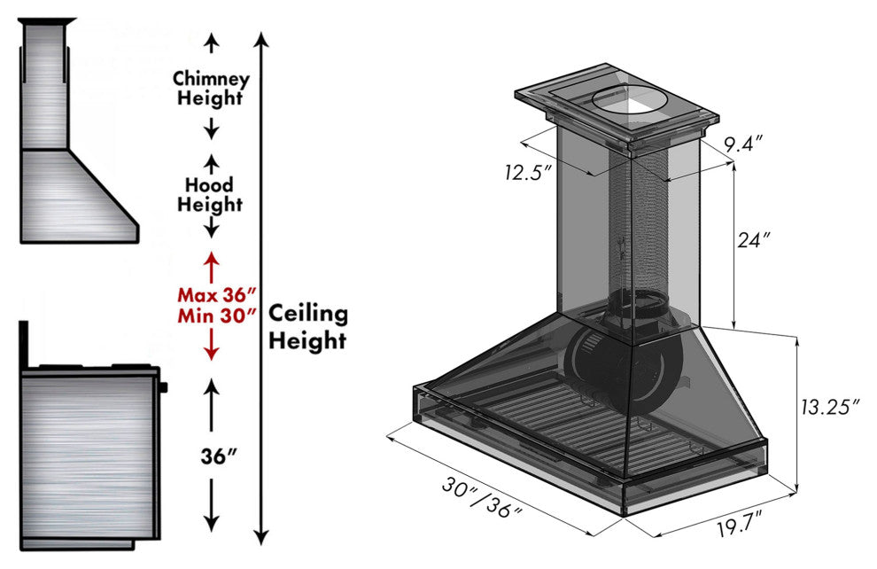 ZLINE 30" Ducted Unfinished Wooden Wall Mount Range Hood