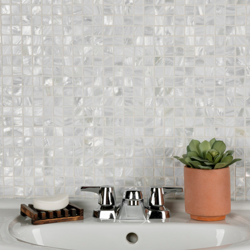 Conchella Square White Natural Shell Wall Tile