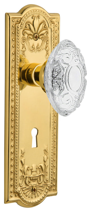Meadows Plate Single Dummy, Keyhole Crystal Victorian Knob, Polished Brass