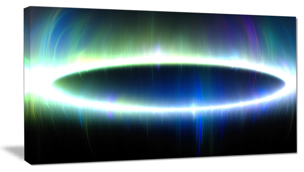 Large Blue Oval Fractal Light, Abstract Canvas Art Print, 40x20