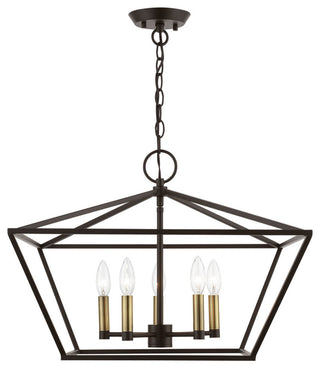 Devone 5 Light Bronze With Antique Brass Accents Chandelier