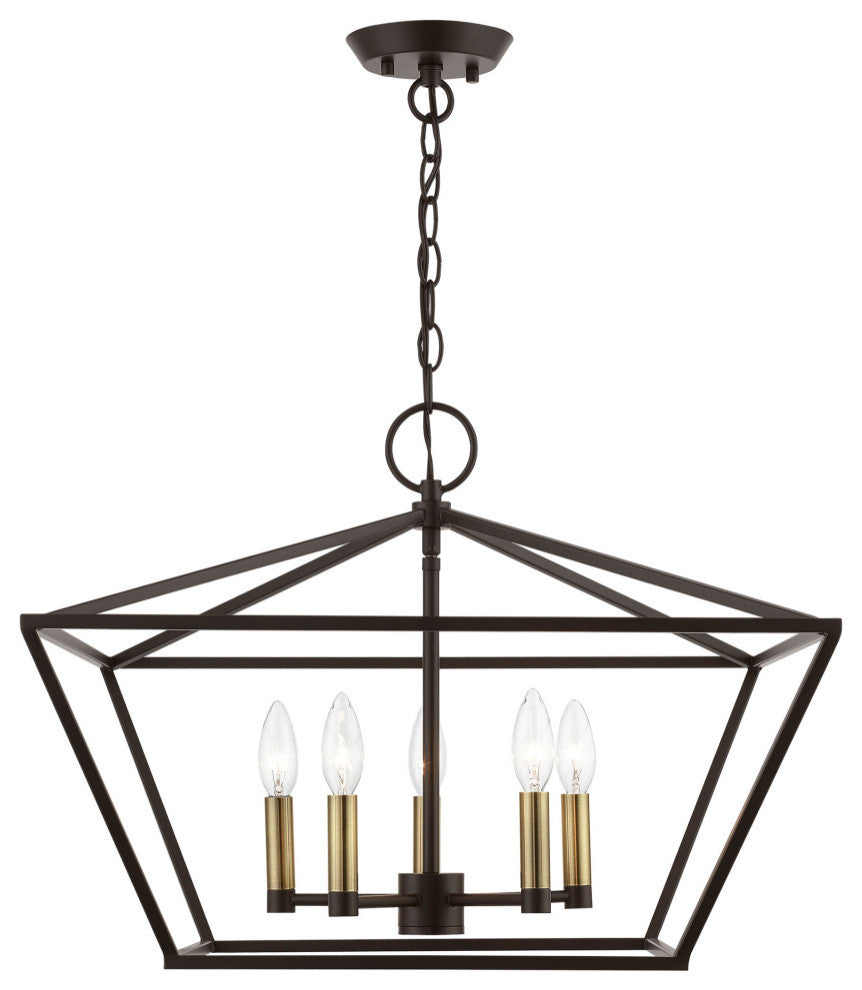 Devone 5 Light Bronze With Antique Brass Accents Chandelier