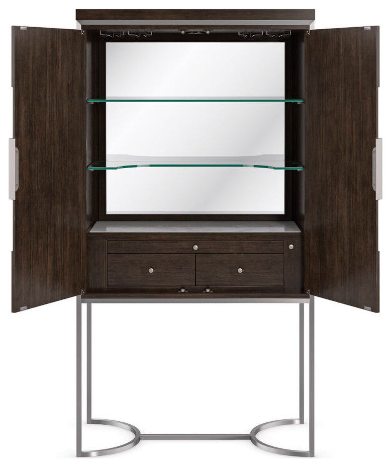 Smoked Modern Bar Cabinet