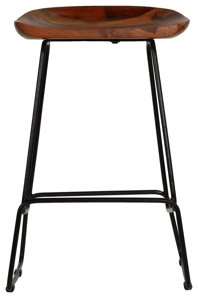 Bare Decor Dumas Solid Wood Barstool 30"H, Black Metal Base, Set of 2