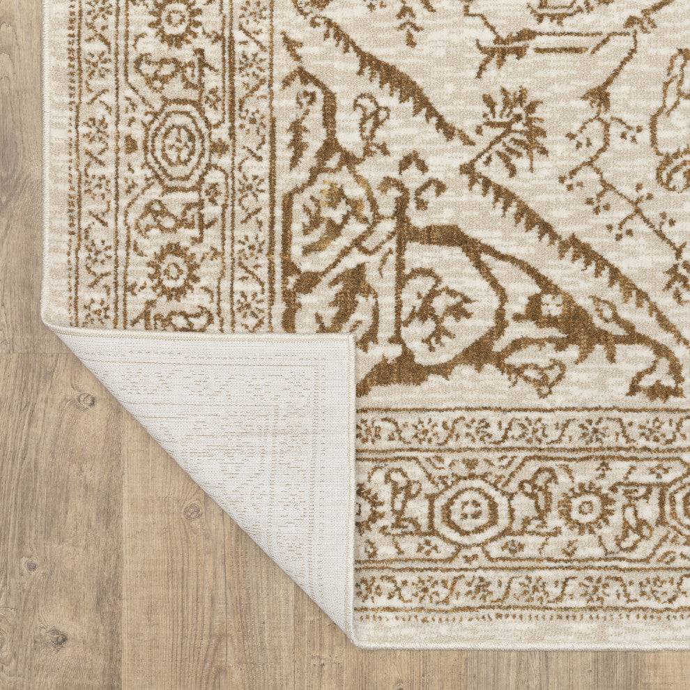 Iris Two-Tone Medallion Ivory/ Gold Area Rug 7'10" x 10'10"