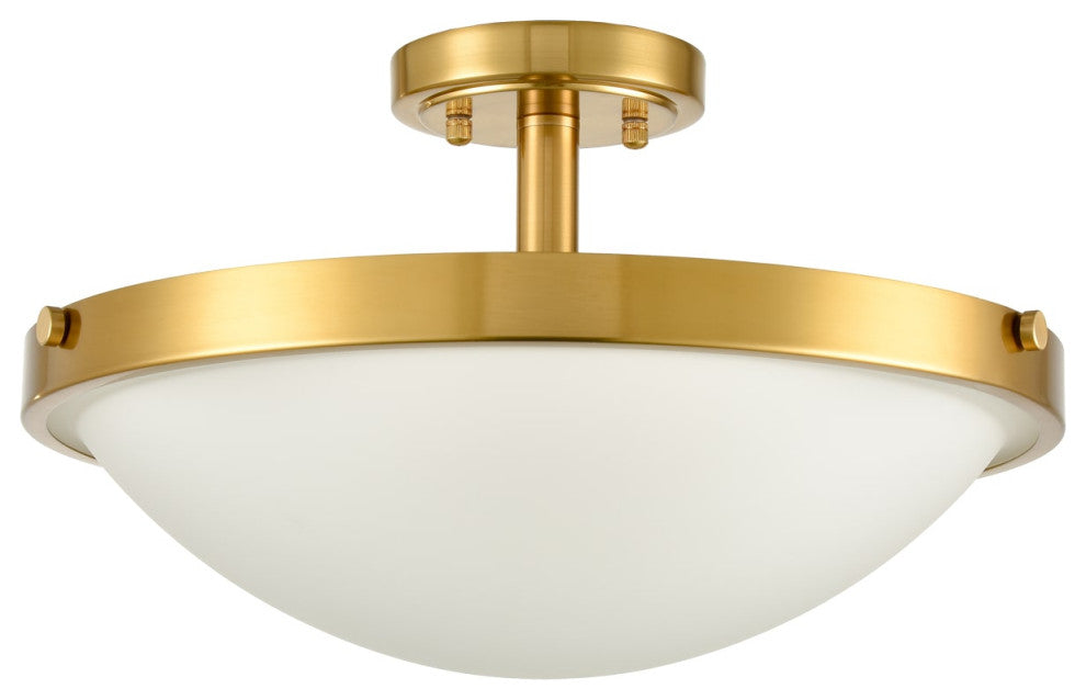 Brass Semi Flush Ceiling Light 3-Light Glass Ceiling Light Fixture