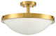Brass Semi Flush Ceiling Light 3-Light Glass Ceiling Light Fixture