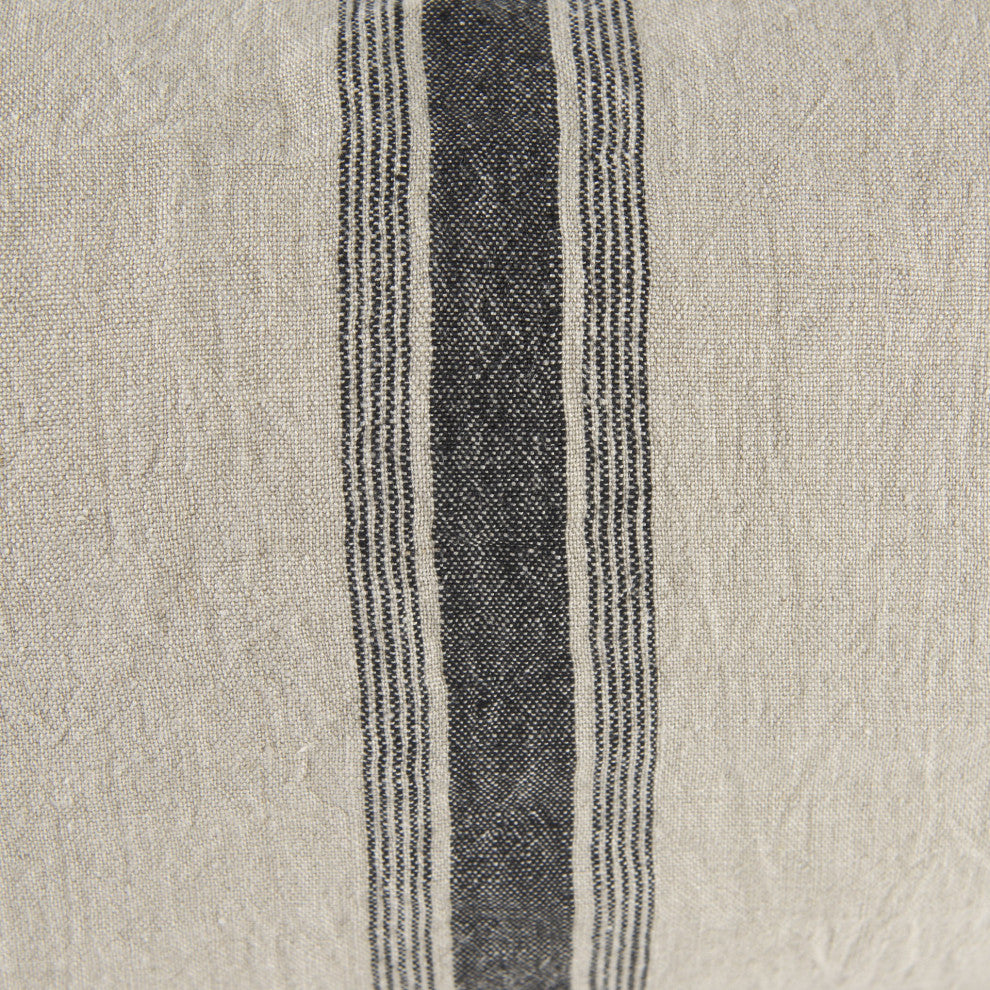 Beige and Black Striped Lumbar Pillow Cover