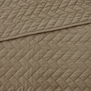 Hampton Hill Velvet Touch Herringbone Oversize 3-Piece Coverlet, Brown, King