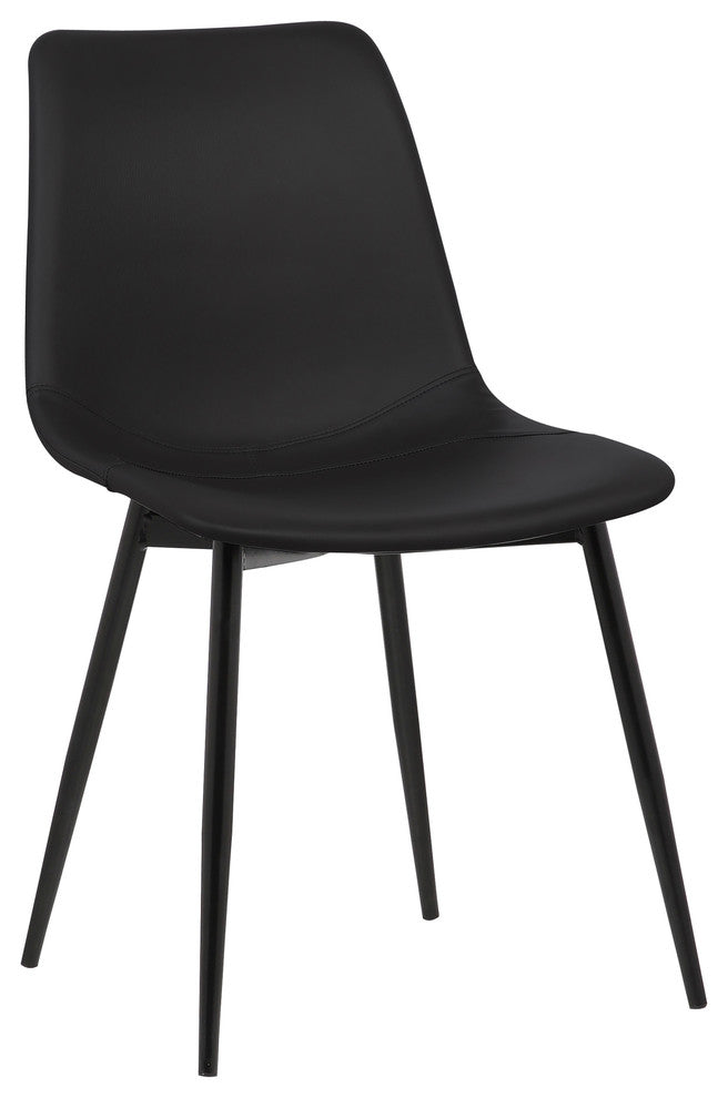 Jonas Dining Chair, Black Faux Leather With Black Powder Coated Legs